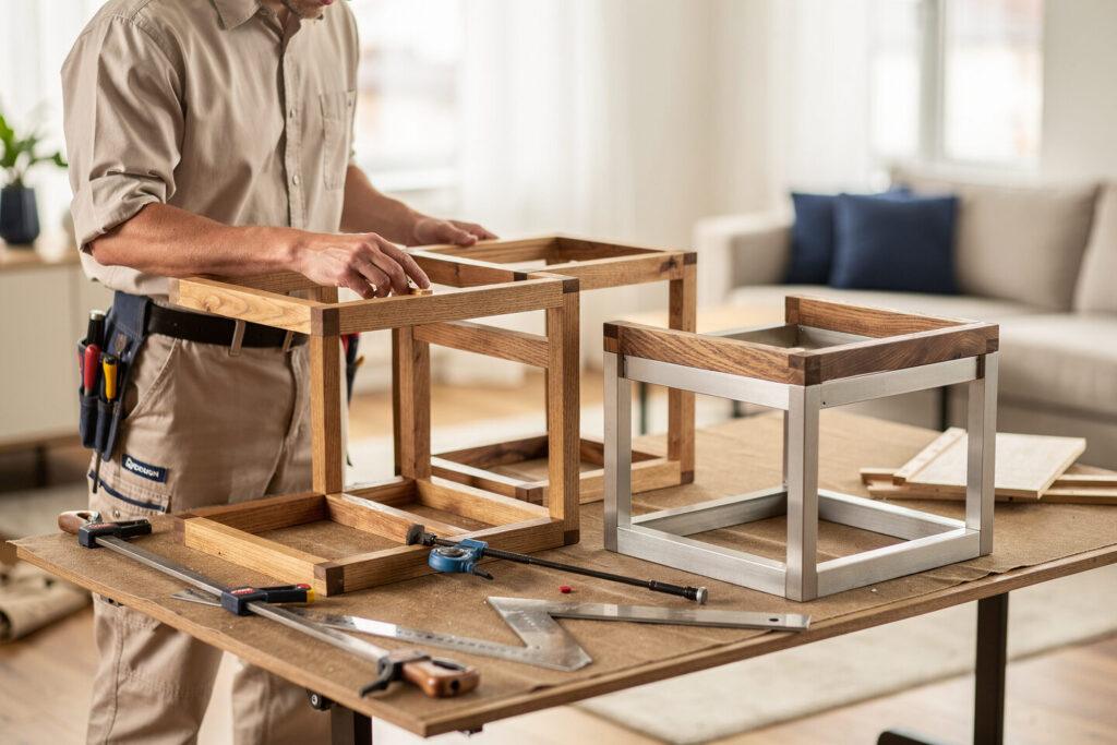 Wohnbereich Tischgestelle Holz Metall Artis Treppen